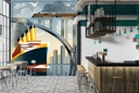 Vintage Travel Cruise Ship Wall Mural Wallpaper