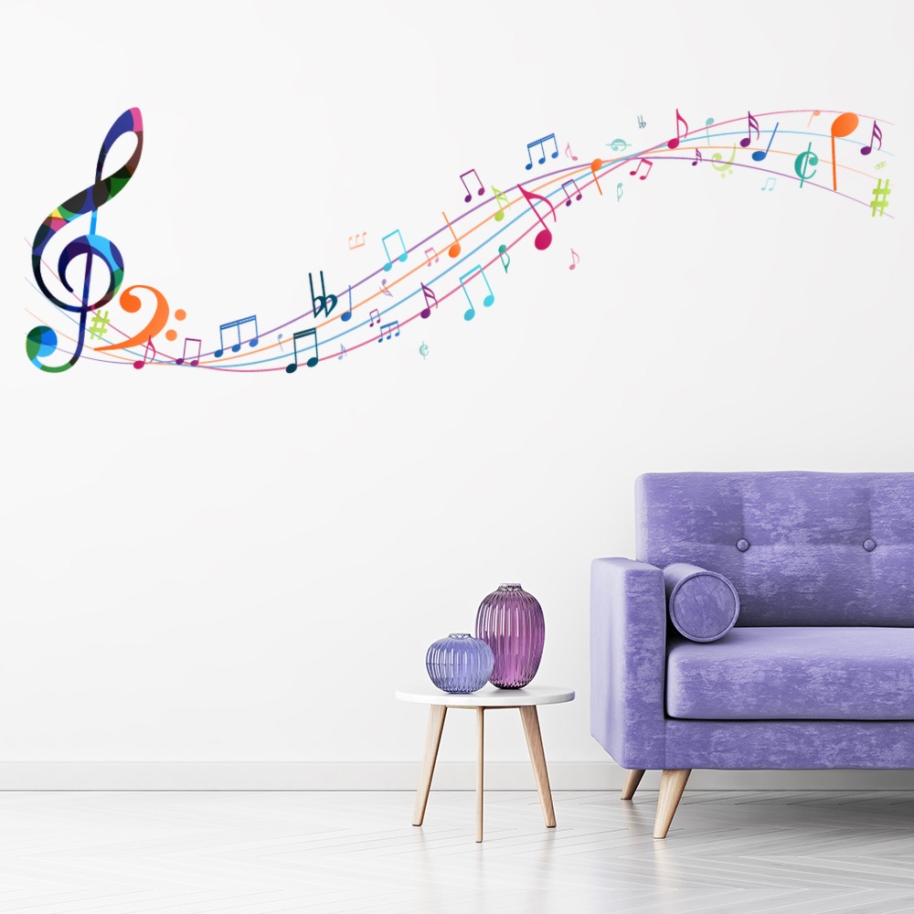 Rainbow Music Notes Wall Sticker - Mod7
