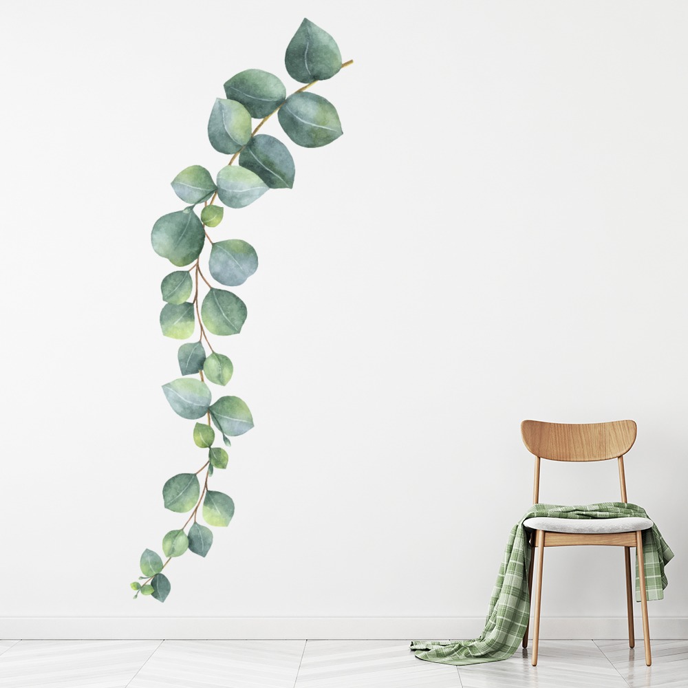 Green Vine Leaves Watercolour Wall Sticker