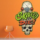 Skate Or Die Skull Skateboard Wall Sticker