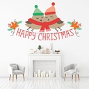 Happy Christmas Birds Wall Sticker