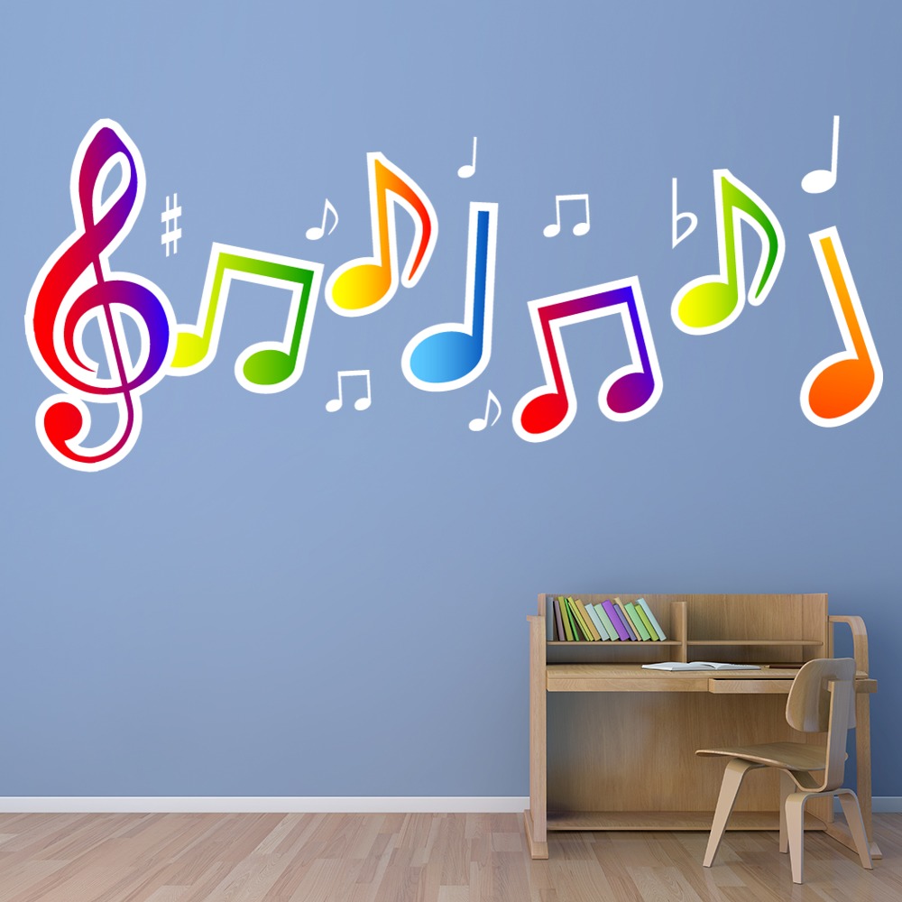 Rainbow Music Notes Wall Sticker - Mod6