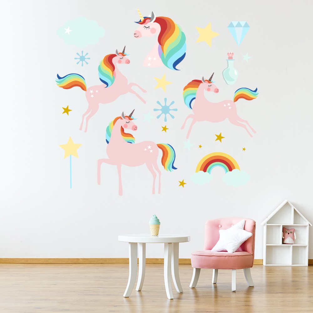 Rainbows & Unicorn Wall Sticker Set