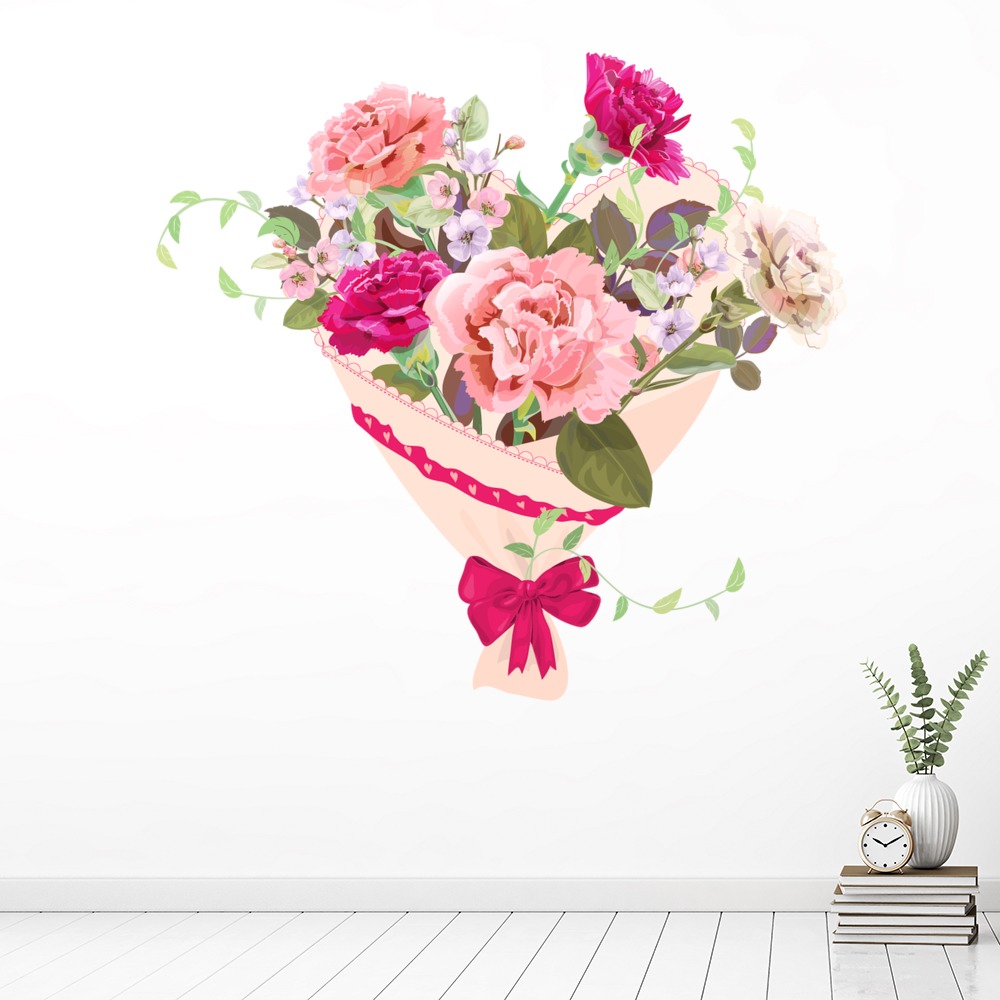 Pink Rose Bouquet Flowers Wall Sticker