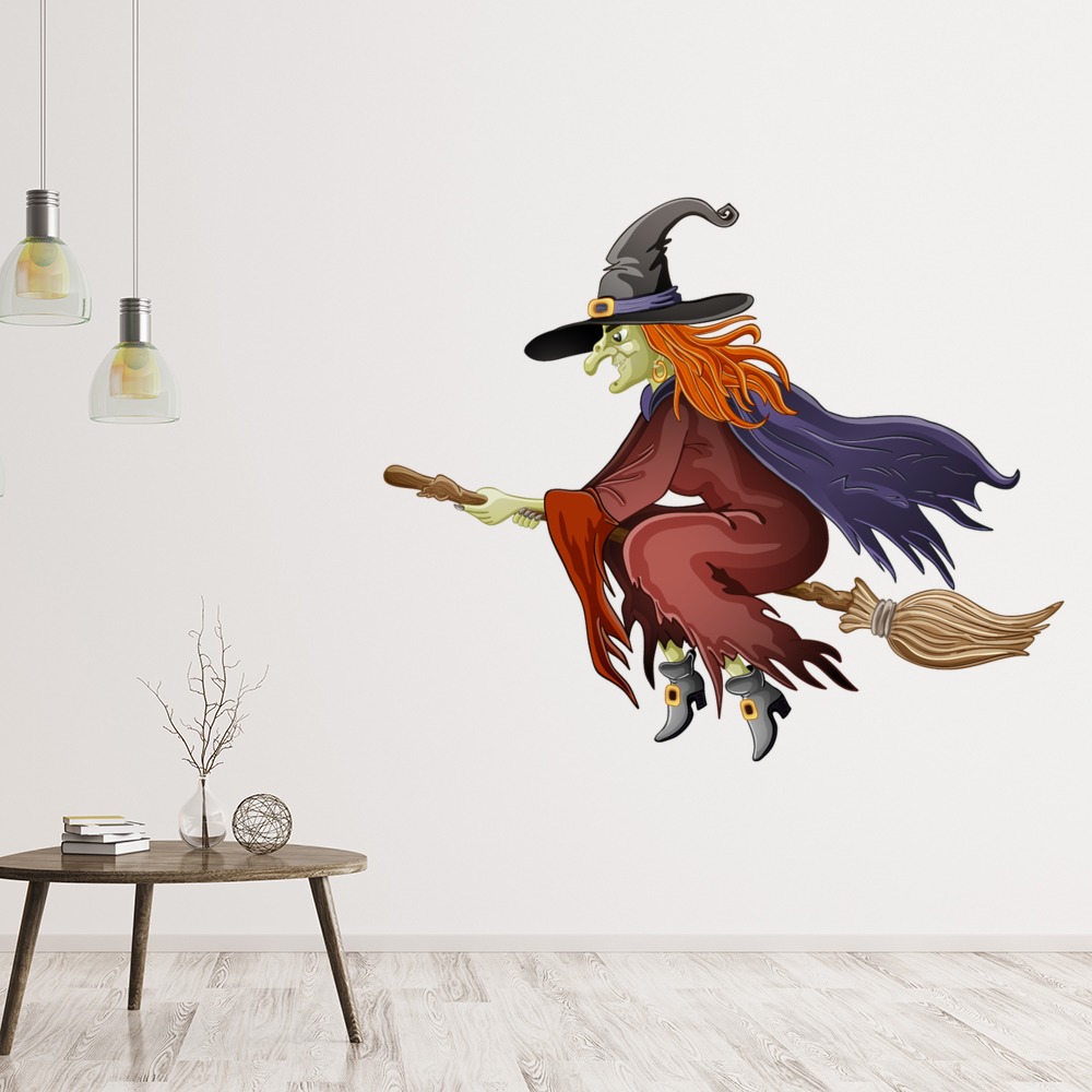 Flying Witch Halloween Wall Sticker - Mod5