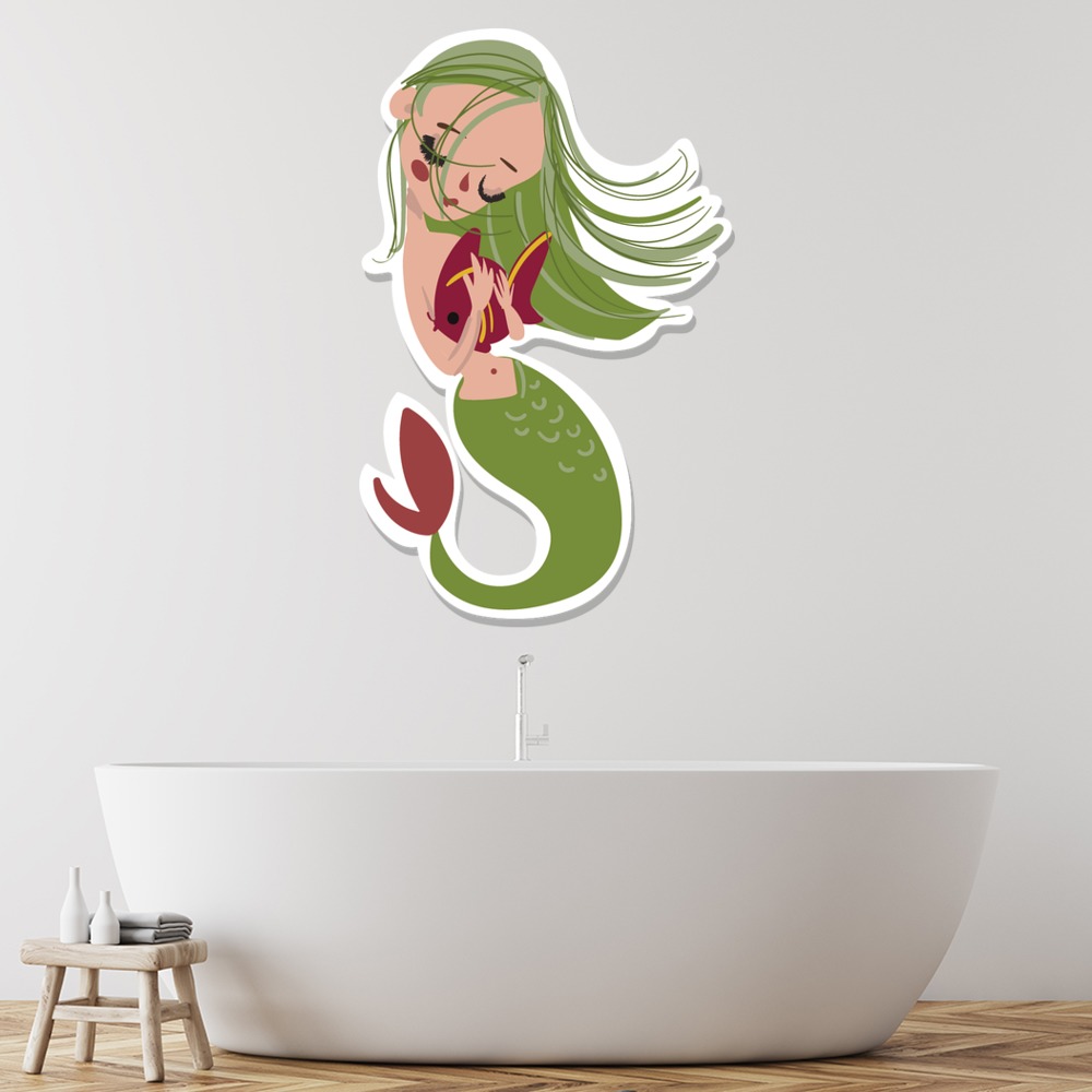 Green Mermaid Wall Sticker - Mod5