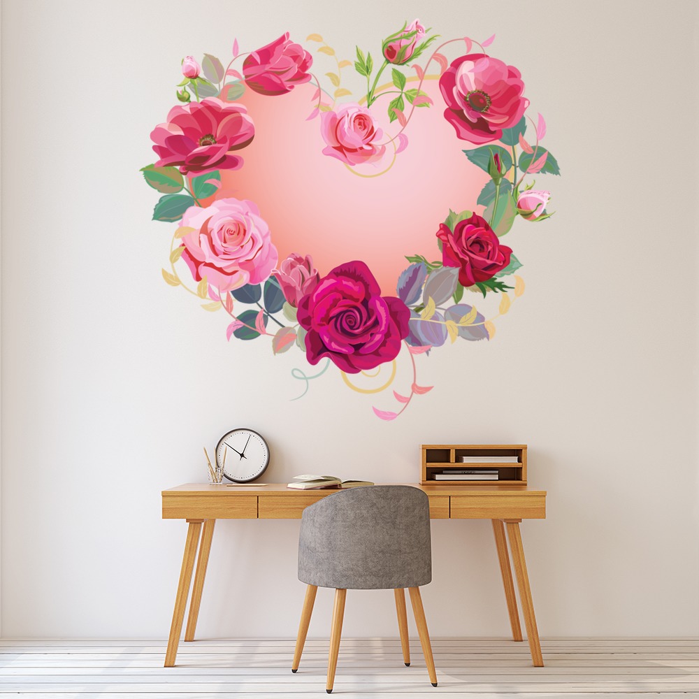 Pink Rose Heart Wall Sticker | Icon Wall Stickers