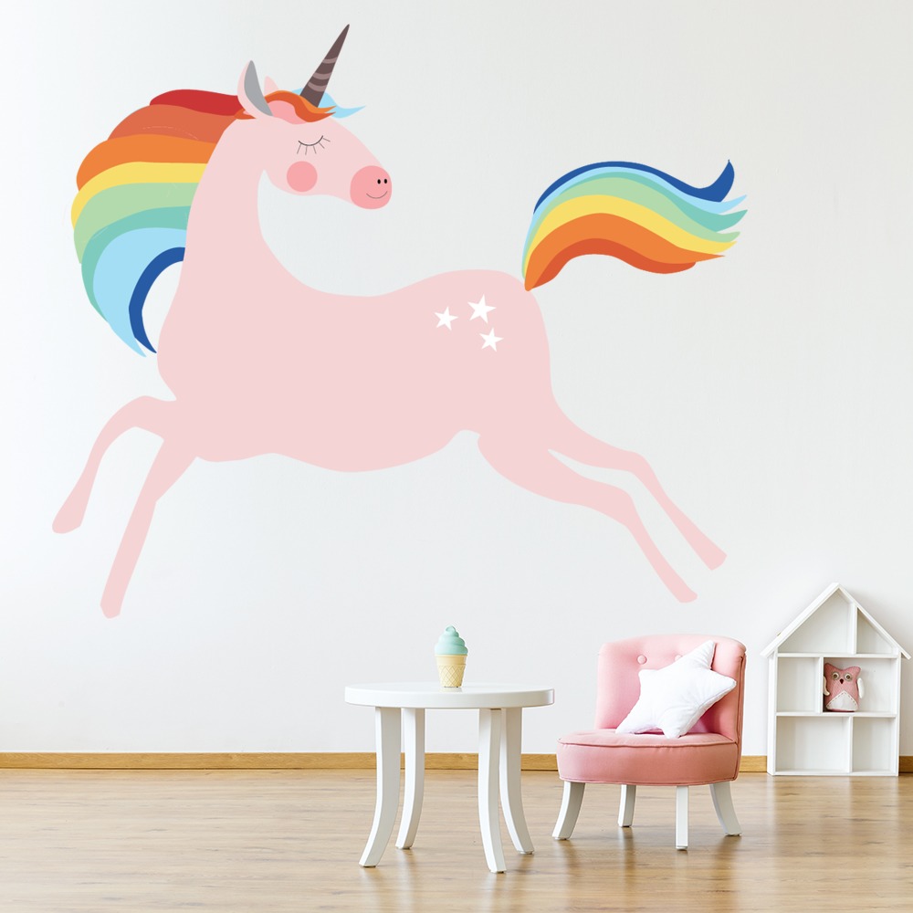 Galloping Pink Unicorn Wall Sticker - Mod3