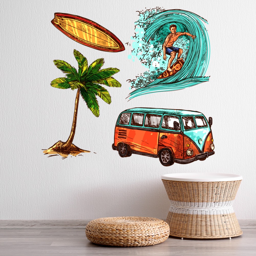 Tropical Surf Wall Sticker Set