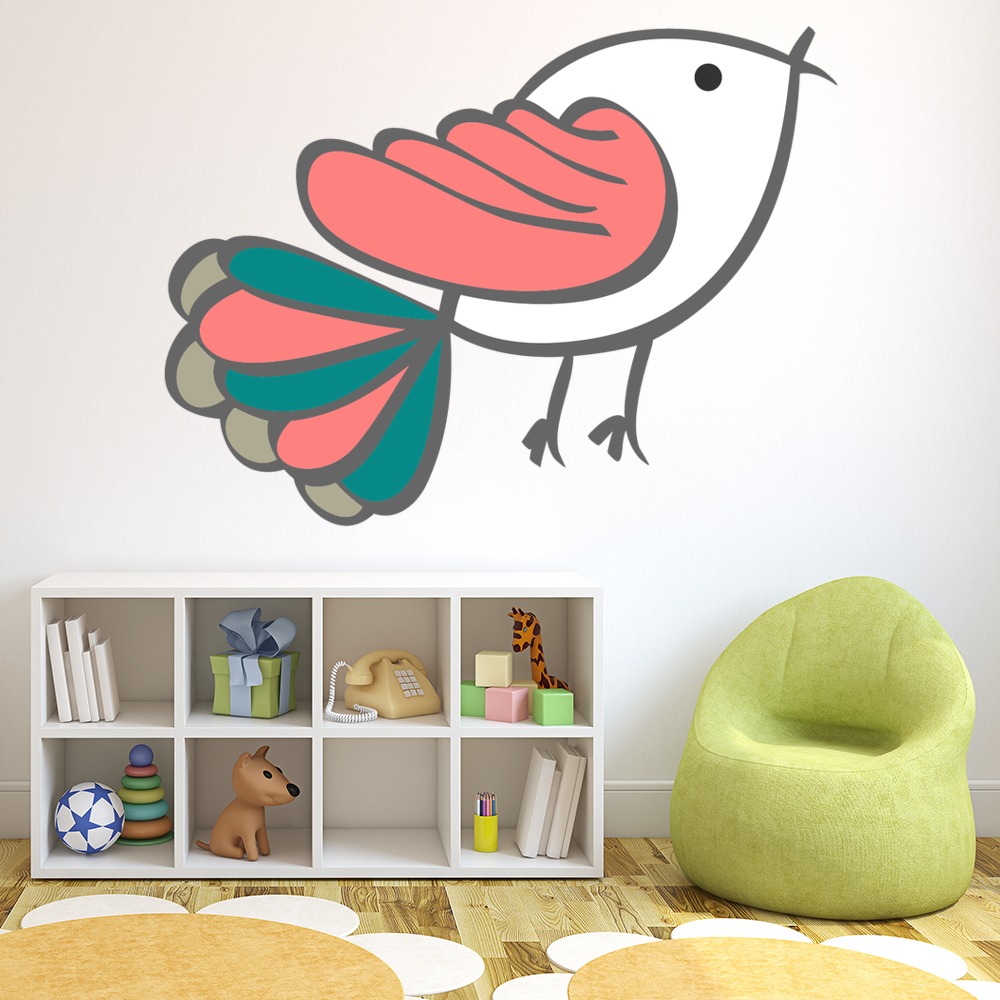 Pink Bird Art Wall Sticker