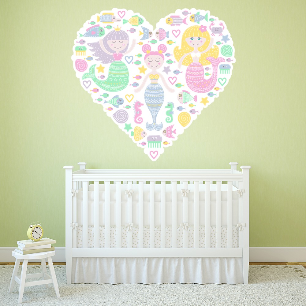 Mermaid Heart Childrens Wall Sticker