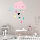 Pink Rain Clouds Nursery Wall Sticker