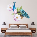Pink Flower Peacock Wall Sticker