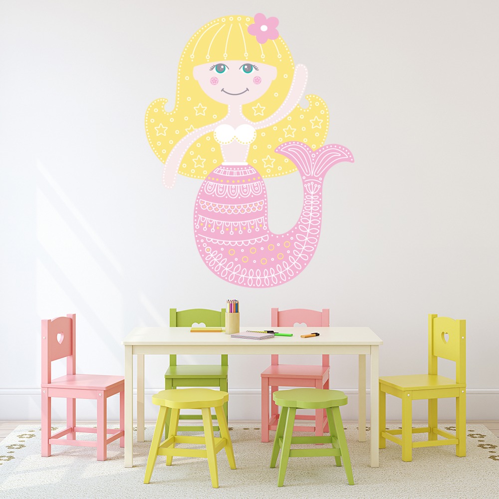 Pink Mermaid Wall Sticker - Mod7