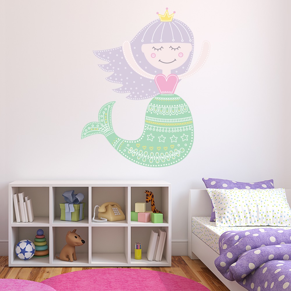 Green Mermaid Wall Sticker - Mod4