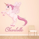 Custom Name Unicorn Pegasus Wall Sticker Personalised Kids Room Decal