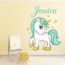 Custom Name Star Unicorn Wall Sticker Personalised Kids Room Decal