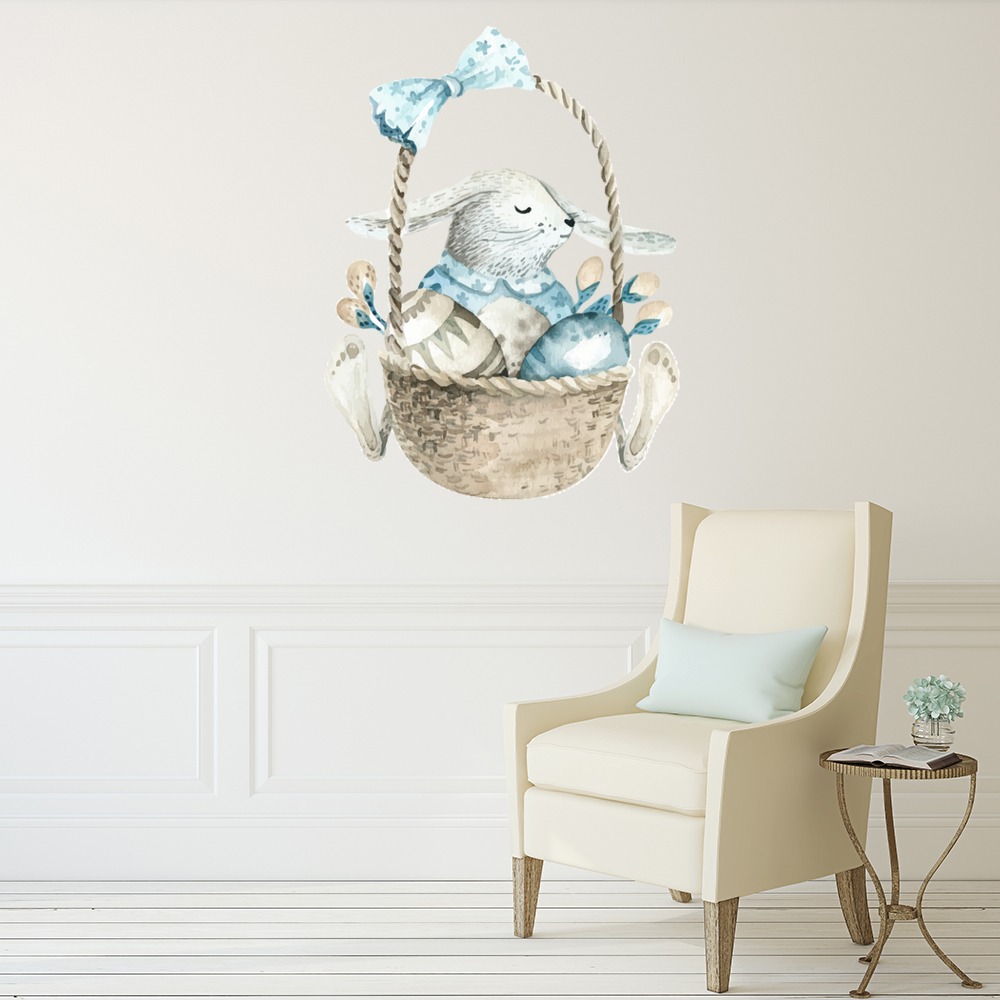Bunny Rabbit Basket Nursery Wall Sticker