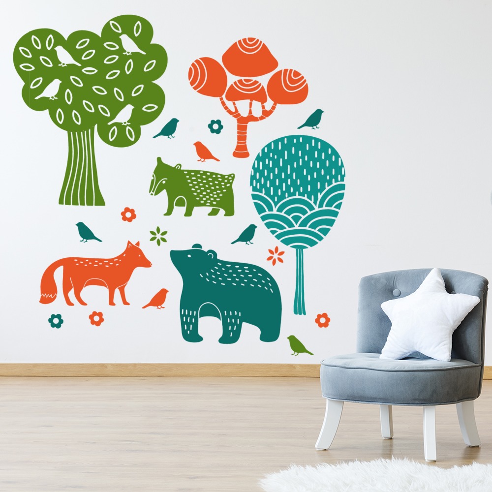 Woodland Fox Forest Nursery Wall Sticker Set