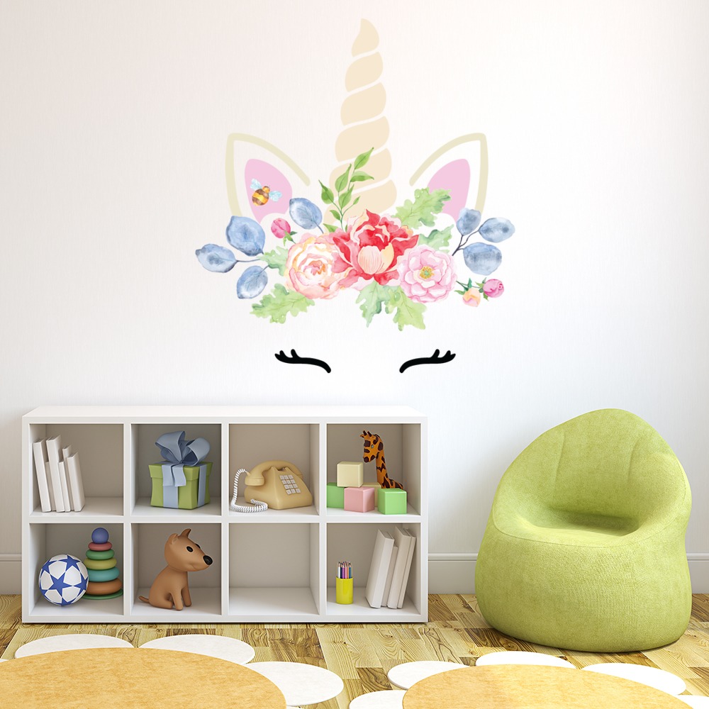 Floral Bouqet Unicorn Wall Sticker