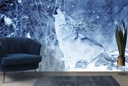 Howling Grey Wolf In Winter Forest Wall Mural Wallpaper