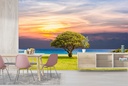 Green Tree By The Ocean Shore Wall Mural Wallpaper
