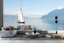 White Sailboat & Mountains Wall Mural Wallpaper