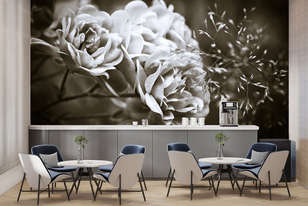 Black & White Flowers Wall Mural Wallpaper