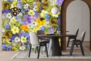 In Bloom Purple & Yellow Flowers Wall Mural Wallpaper