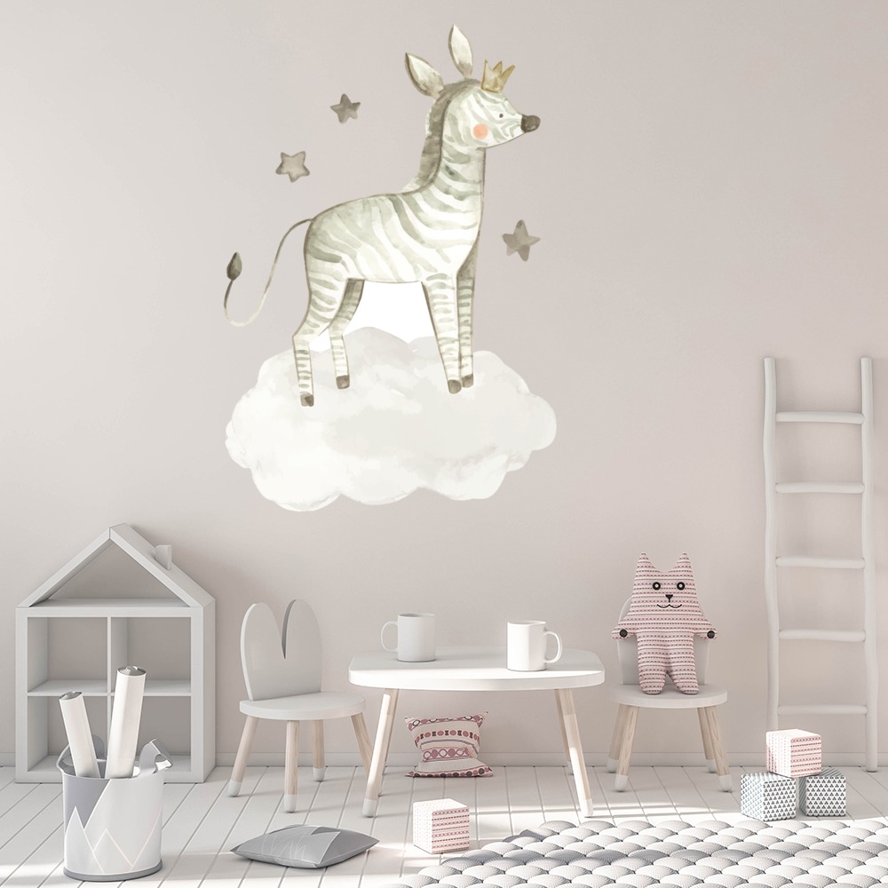 Zebra Moon & Stars Baby Nursery Wall Sticker