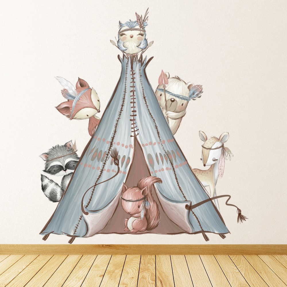 Teepee Animal Friends Childrens Nursery Wall Sticker