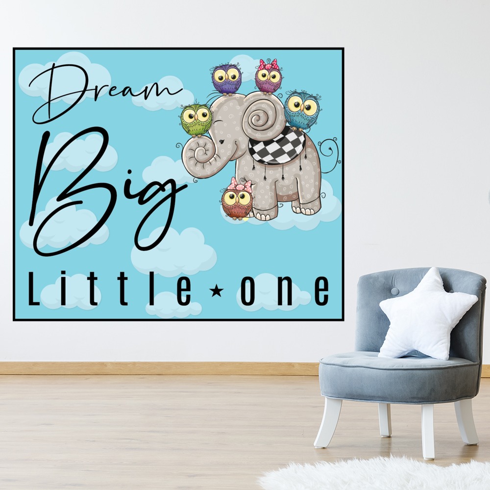 Blue Dream Big Elephant Nursery Wall Sticker