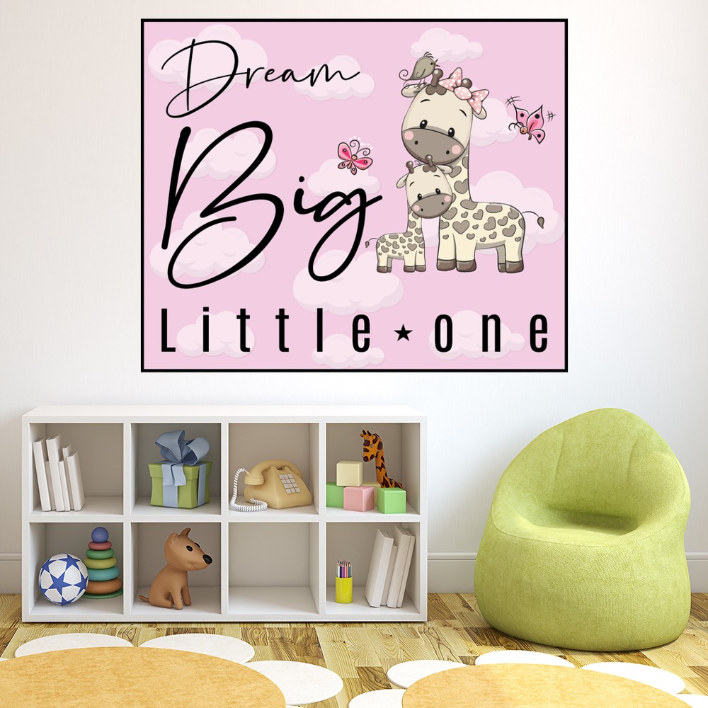 Pink Dream Big Giraffe Nursery Wall Sticker