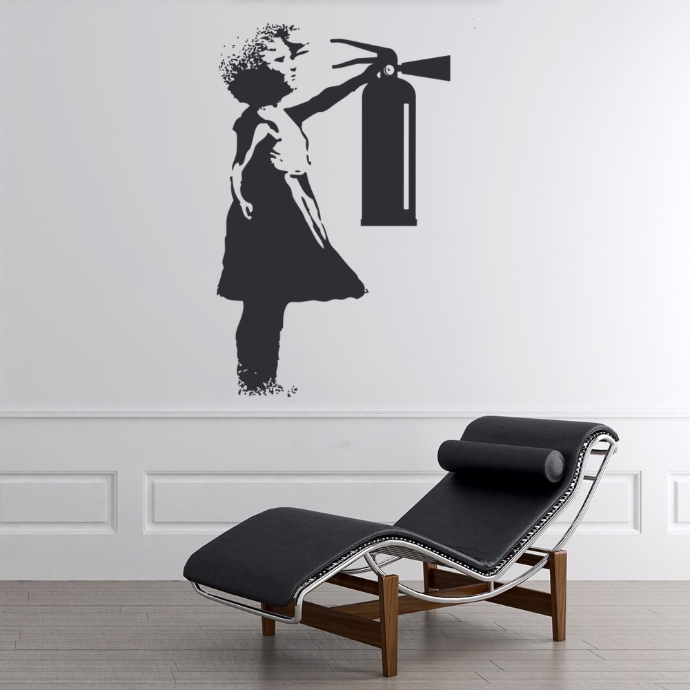 Girl Extiguisher Banksy Wall Sticker