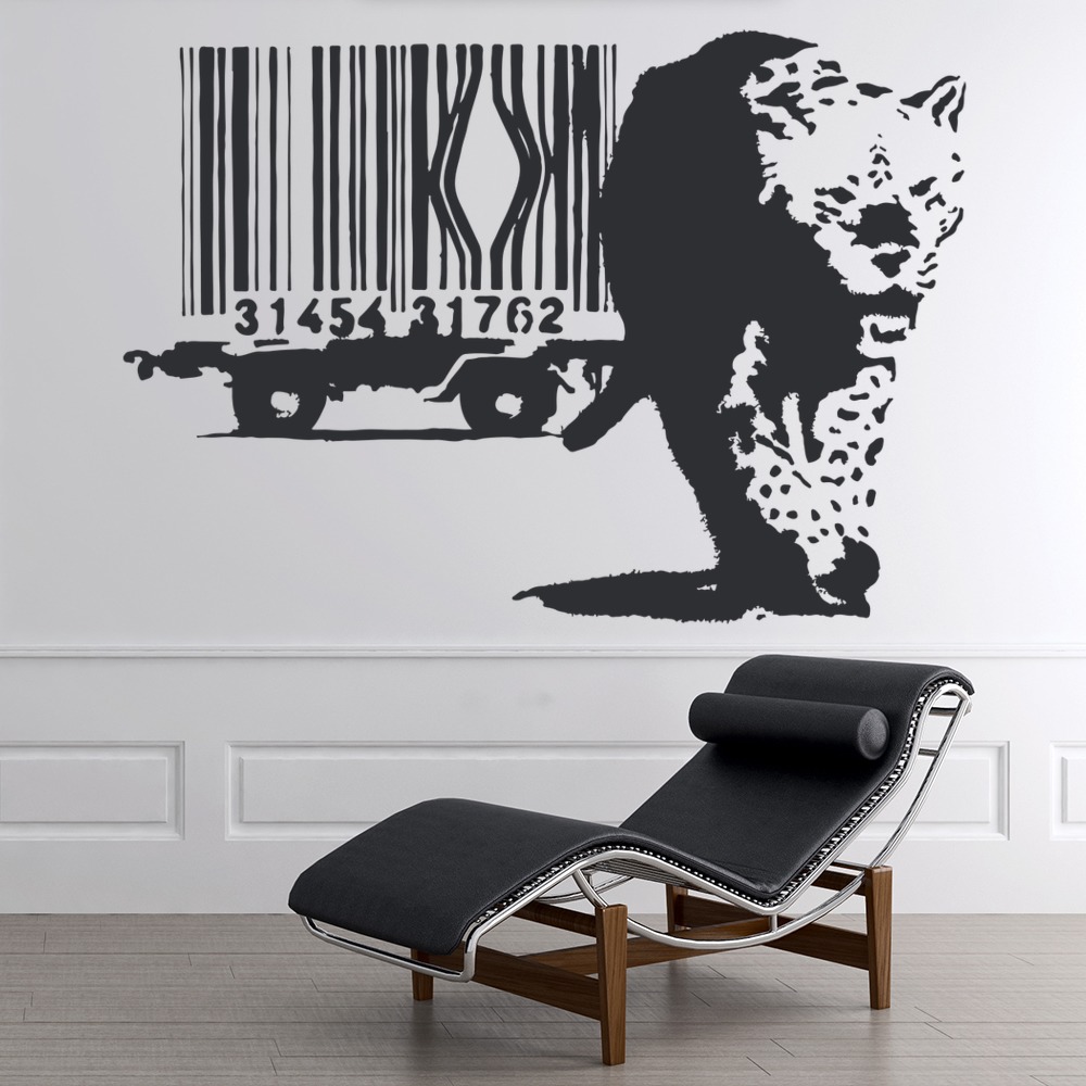Leopard Bar Code Banksy Wall Sticker