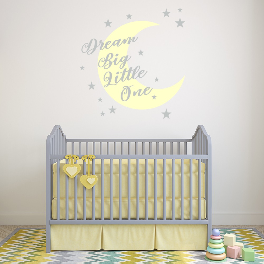 Yellow Dream Big Moon & Stars Wall Sticker