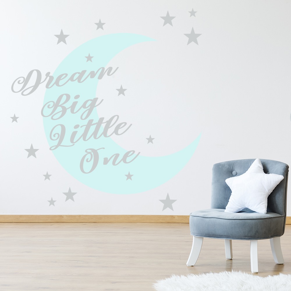 Blue Dream Big Moon & Stars Wall Sticker