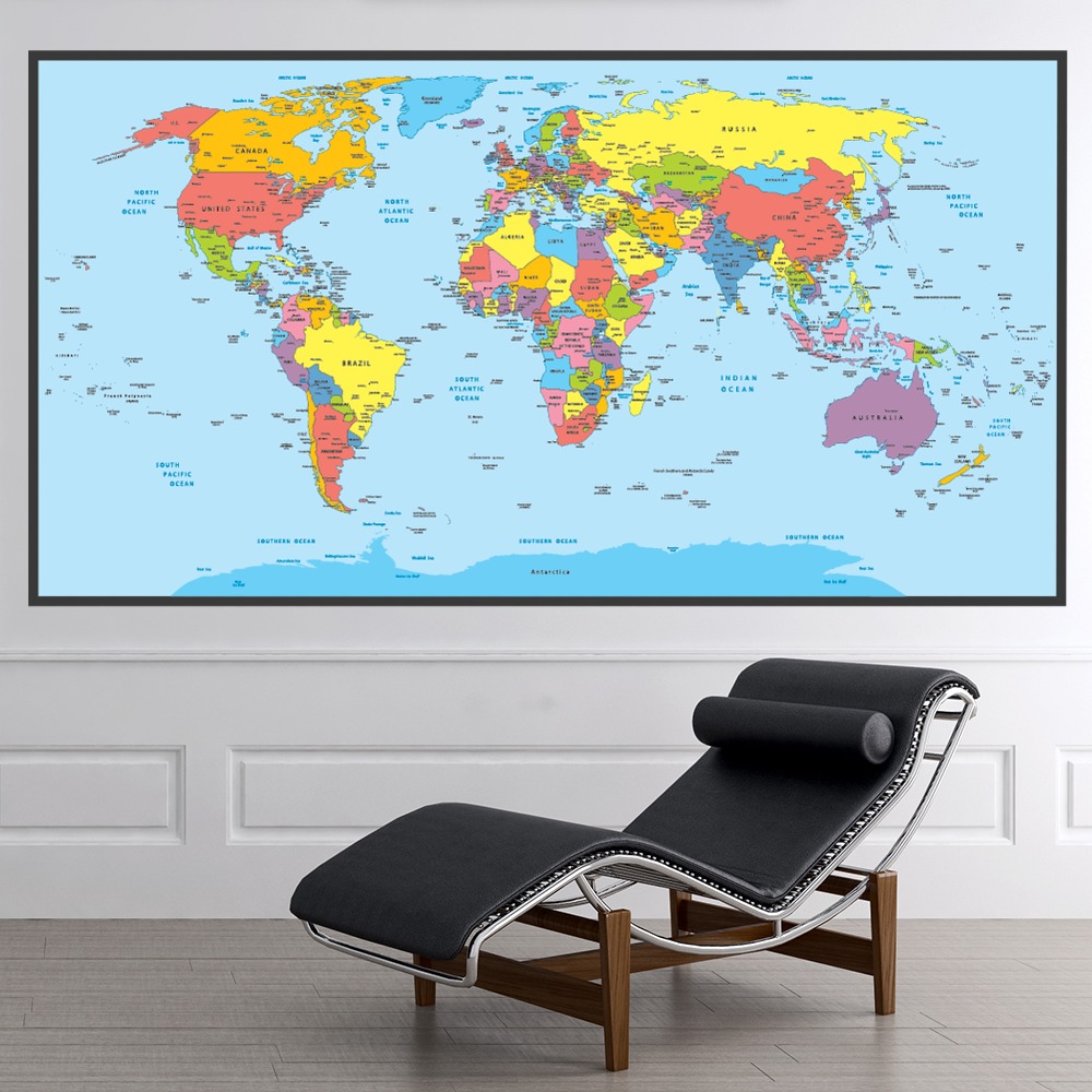 Political World Map Wall Sticker
