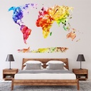 Watercolour World Map Wall Sticker - Mod6