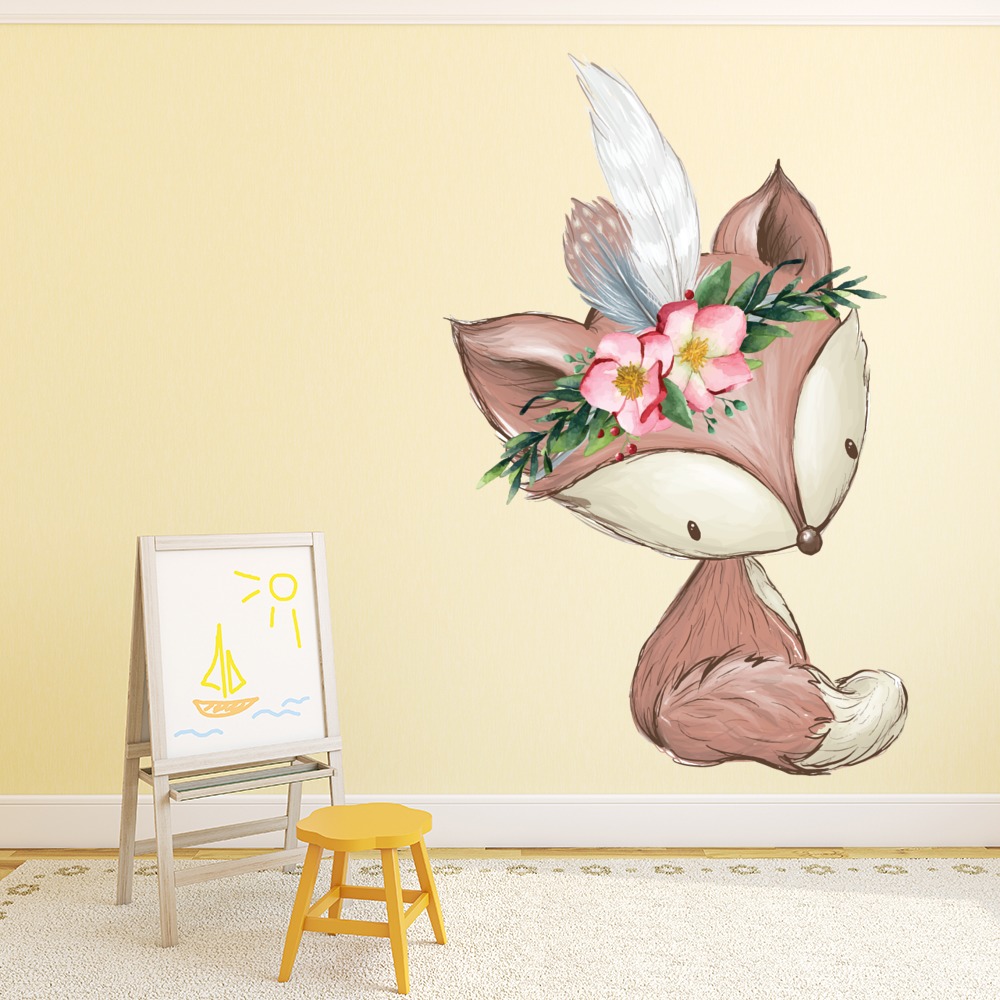 Floral Fox Nursery Wall Sticker