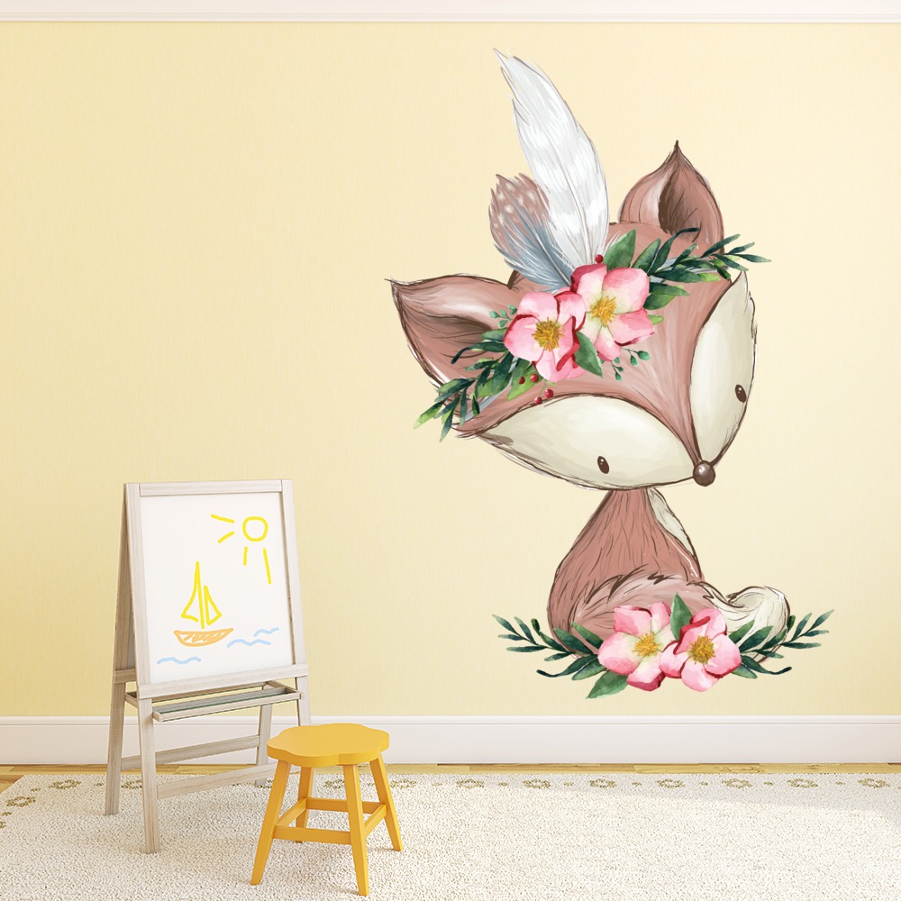 Flower Fox & Feather Nursery Wall Sticker