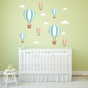 Green Hot Air Balloon Wall Sticker Set