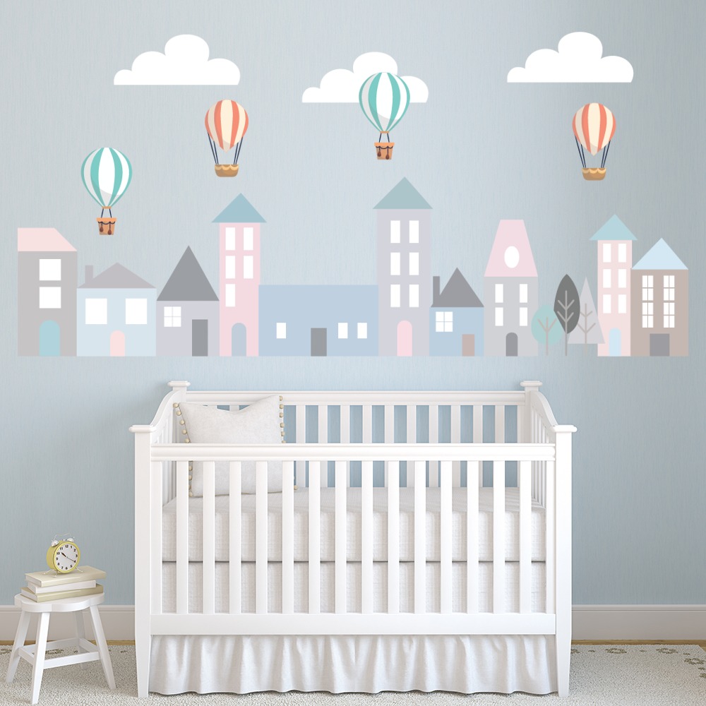 Hot Air Balloon City Childrens Wall Sticker