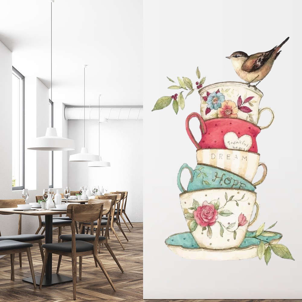 Teacup Bird Cute Wall Sticker