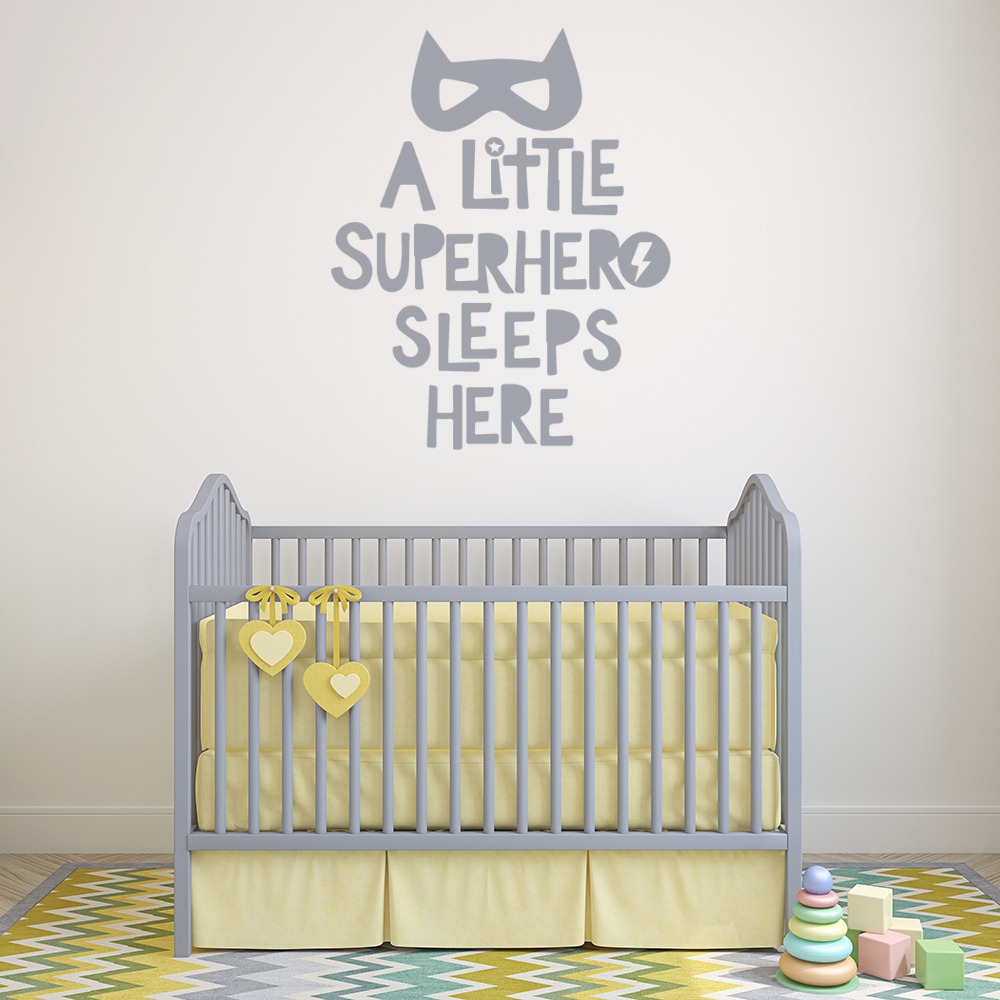 Superhero Sleeps Here Children's Wall Sticker
