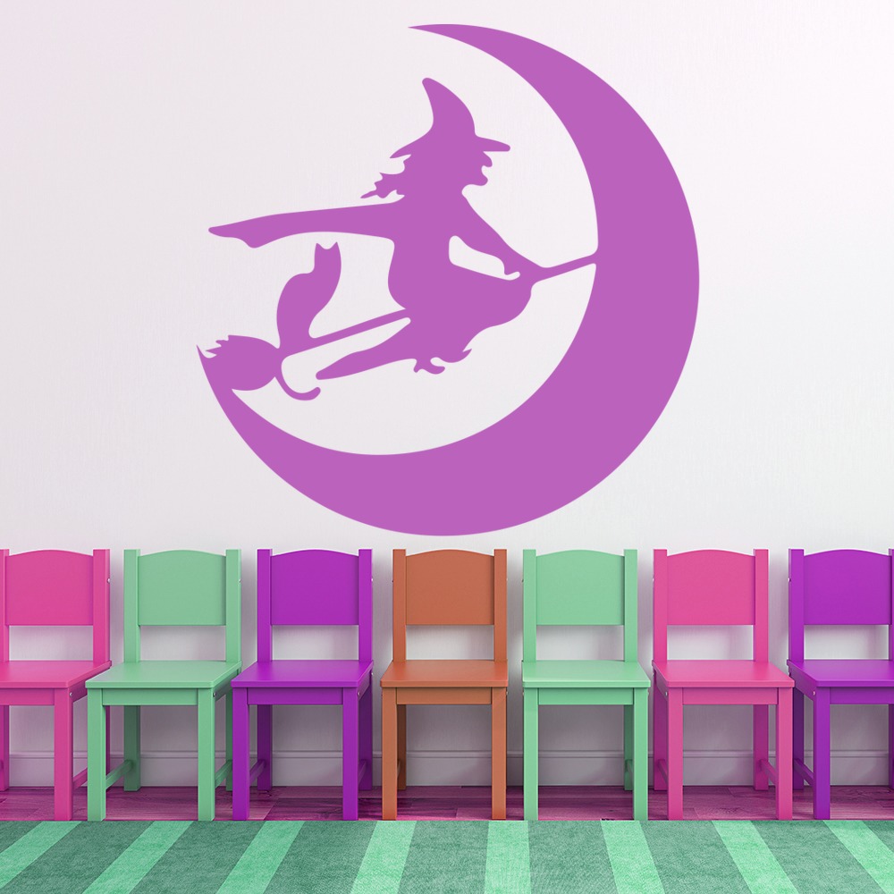 Witch's Broom Spooky Halloween  Wall Sticker