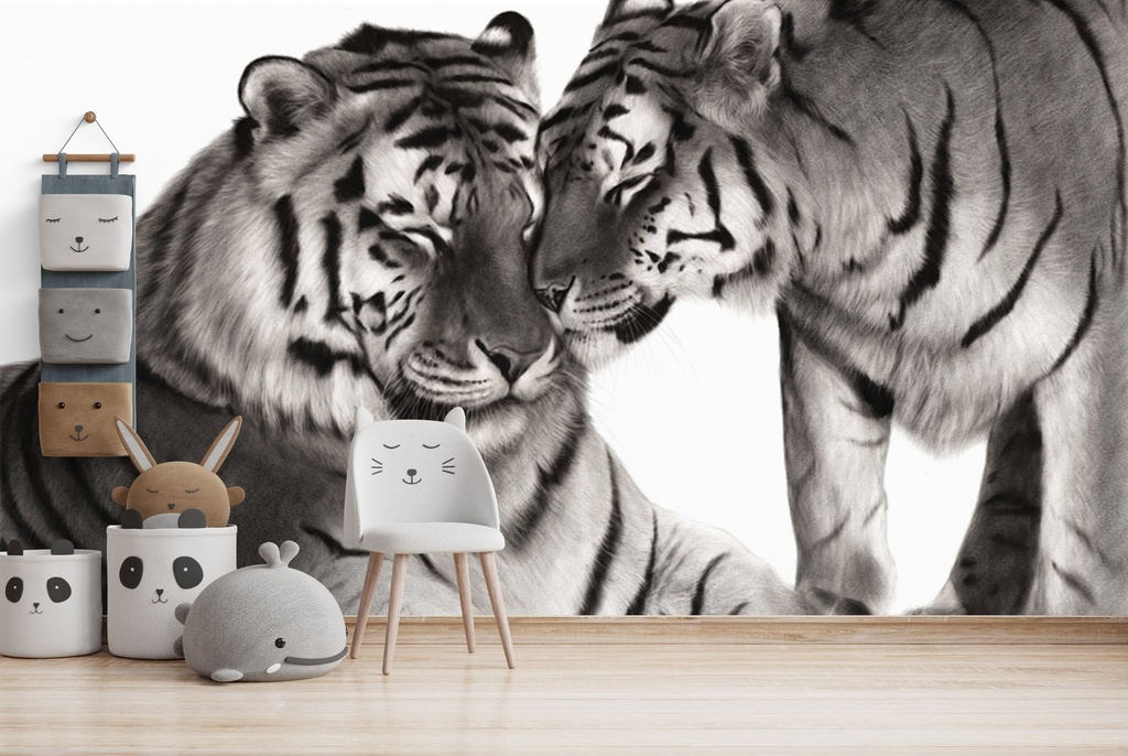 Tiger Nuzzle Wall Mural by Danguole