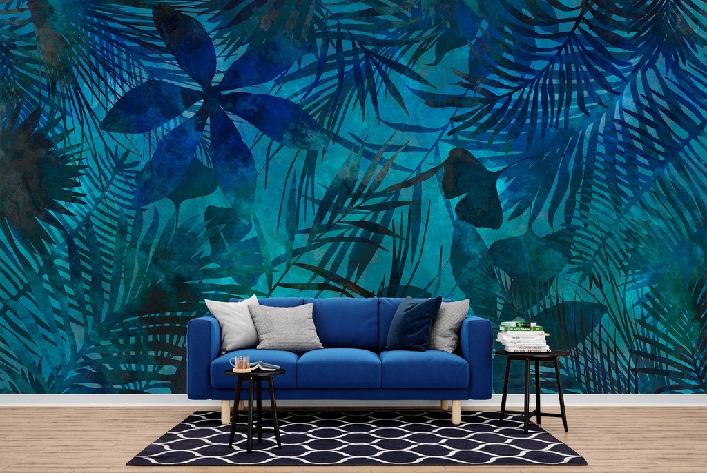 Blue Jungle Wall Mural by Andrea Haase