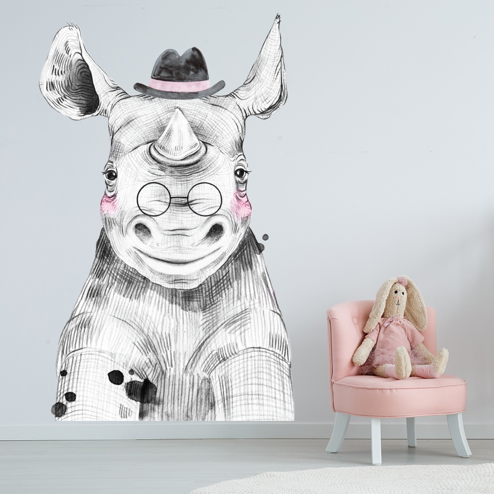 Rhino Safari Baby Nursery Wall Sticker