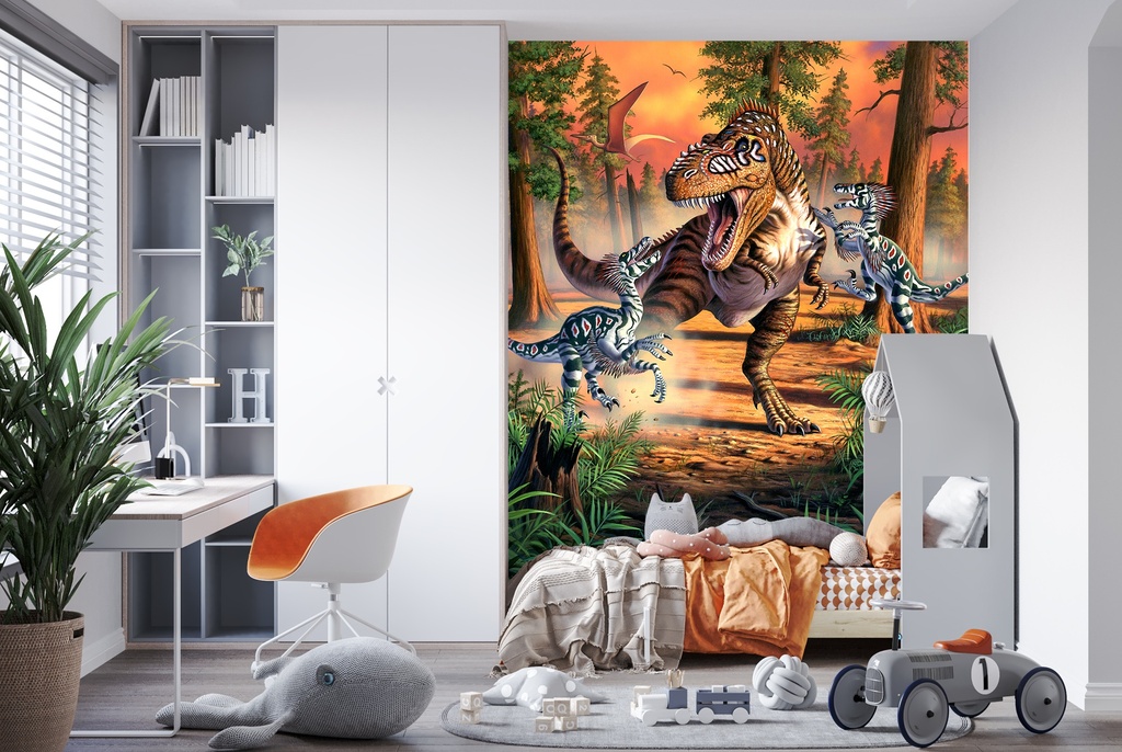 Dino Battle Wall Mural by Jerry Lofaro